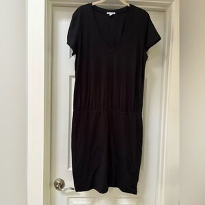 James Perse Black V-Neck Mini Dress